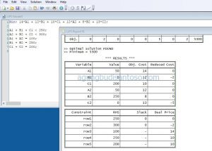 hasil linear programming